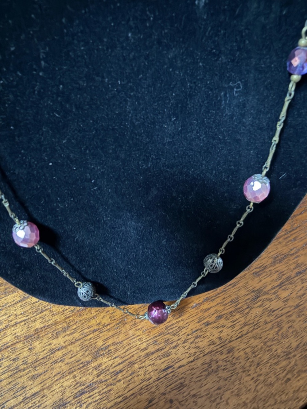 Long Purple Bead Station Necklace - Women Jewelry - Picture 3 of 9
